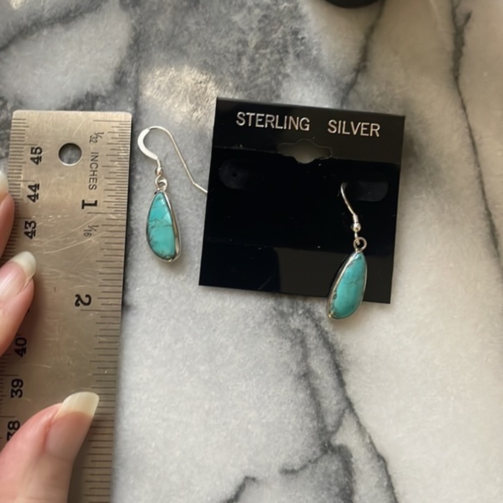Sterling Silver Turquoise Stone High Grade Silver 925 earrings - Picture 7 of 17